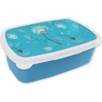 MuchoWow Broodtrommel Blauw - Lunchbox - Brooddoos - Design - Plant - Paardenbloem - 18x12x6 cm - Kinderen - Jongen