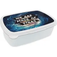 MuchoWow Broodtrommel Wit - Lunchbox - Brooddoos - Spreuken - 'We are made of stars' - Sterren - Quotes - Jongens - Kids - Kinderen - Meisjes - 18x12x6 cm - Volwassenen