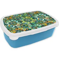 MuchoWow Broodtrommel Blauw - Lunchbox - Brooddoos - Patroon - Mandala - Groen - 18x12x6 cm - Kinderen - Jongen