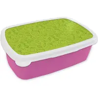 MuchoWow Broodtrommel Roze - Lunchbox - Brooddoos - Groente - Vegan - Groen - Design - 18x12x6 cm - Kinderen - Meisje
