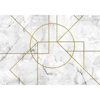 Consalnet Fotobehang Marmer XXL – Geometrisch Luxe Behang - 368 x 254 cm – grijs-geelgoud
