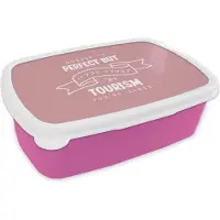 MuchoWow Broodtrommel Roze - Lunchbox - Brooddoos - Quote - Tourism - Studeren - 18x12x6 cm - Kinderen - Meisje