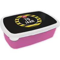 MuchoWow Broodtrommel Roze - Lunchbox - Brooddoos - Jubileum - Zwart - Geel - 70 jaar - 18x12x6 cm - Kinderen - Meisje