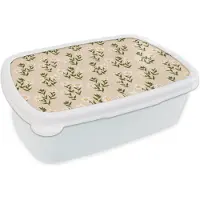 MuchoWow Broodtrommel Wit - Lunchbox - Brooddoos - Edelweiss - Bloemen - Patroon - 18x12x6 cm - Volwassenen
