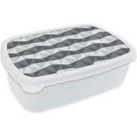MuchoWow Broodtrommel Wit - Lunchbox - Brooddoos - Zebra - Geometrie - Patronen - 18x12x6 cm - Volwassenen