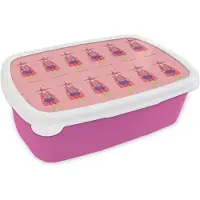 MuchoWow Broodtrommel Roze - Lunchbox - Brooddoos - Carnaval - Patronen - Joker - 18x12x6 cm - Kinderen - Meisje