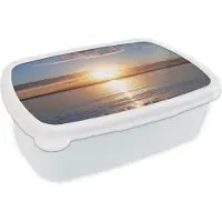 MuchoWow Broodtrommel Wit - Lunchbox - Brooddoos - Zee - Zon - Kleuren - 18x12x6 cm - Volwassenen