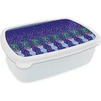 MuchoWow Broodtrommel Wit - Lunchbox - Brooddoos - Bloemen - Patronen - Lente - 18x12x6 cm - Volwassenen