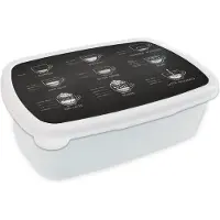 MuchoWow Broodtrommel Wit - Lunchbox - Brooddoos - Koffie - Keuken - Drinken - 18x12x6 cm - Volwassenen