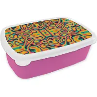 MuchoWow Broodtrommel Roze - Lunchbox - Brooddoos - Psychedelic - Patronen - Lavalamp - 18x12x6 cm - Kinderen - Meisje