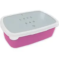 MuchoWow Broodtrommel Roze - Lunchbox - Brooddoos - Quotes - I love dad - Spreuken - Papa - Vaderdag - 18x12x6 cm - Kinderen - Meisje