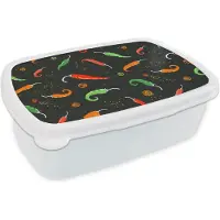 MuchoWow Broodtrommel Wit - Lunchbox - Brooddoos - Peper - Patronen - Zaden - 18x12x6 cm - Volwassenen