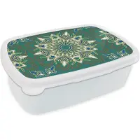 MuchoWow Broodtrommel Wit - Lunchbox - Brooddoos - Mandala - Patronen - Zen - 18x12x6 cm - Volwassenen