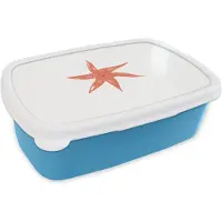 MuchoWow Broodtrommel Blauw - Lunchbox - Brooddoos - Zeester - Roze - Pastel - 18x12x6 cm - Kinderen - Jongen