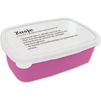MuchoWow Broodtrommel Roze - Lunchbox - Brooddoos - Zusje - Quotes - Spreuken - Woordenboek - Zusje definitie - 18x12x6 cm - Kinderen - Meisje