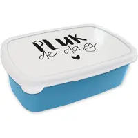 MuchoWow Broodtrommel Blauw - Lunchbox - Brooddoos - Quotes - Carpe diem - Spreuken - Pluk de dag - 18x12x6 cm - Kinderen - Jongen