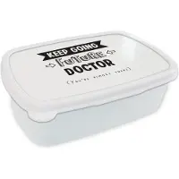 MuchoWow Broodtrommel Wit - Lunchbox - Brooddoos - Dokter - Studenten - Doctor - Studeer - Spreuken - 18x12x6 cm - Volwassenen