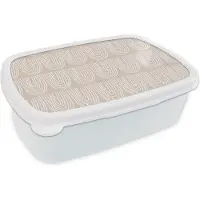 MuchoWow Broodtrommel Wit - Lunchbox - Brooddoos - Zomer - Bogen - Abstract - 18x12x6 cm - Volwassenen