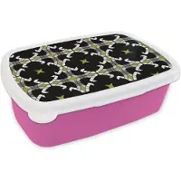 MuchoWow Broodtrommel Roze - Lunchbox - Brooddoos - Glas in lood - Abstract - Patronen - 18x12x6 cm - Kinderen - Meisje