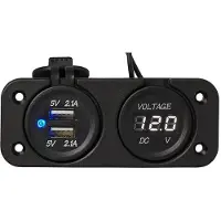 Pricenet Voltmeter + dubbele USB-aansluiting, Auto-adapter, Zwart