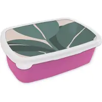 MuchoWow Broodtrommel Roze - Lunchbox - Brooddoos - Zomer - Bladeren - Pastel - 18x12x6 cm - Kinderen - Meisje