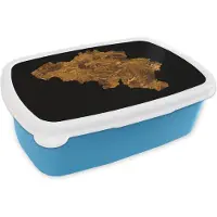 MuchoWow Broodtrommel Blauw - Lunchbox - Brooddoos - Kaart Europa - België - Verf - 18x12x6 cm - Kinderen - Jongen