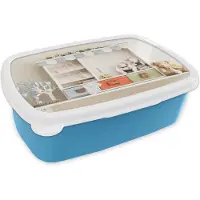 MuchoWow Broodtrommel Blauw - Lunchbox - Brooddoos - Het speelgoed in de kinderkamer - 18x12x6 cm - Kinderen - Jongen
