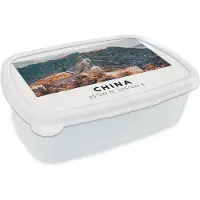 MuchoWow Broodtrommel Wit - Lunchbox - Brooddoos - Chinese Muur - Herfst - Azië - 18x12x6 cm - Volwassenen