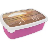 MuchoWow Broodtrommel Roze - Lunchbox - Brooddoos - Zomer - Zee - Zon - 18x12x6 cm - Kinderen - Meisje