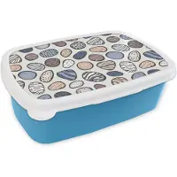 MuchoWow Broodtrommel Blauw - Lunchbox - Brooddoos - Stenen - Patronen - Zen - 18x12x6 cm - Kinderen - Jongen