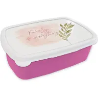 MuchoWow Broodtrommel Roze - Lunchbox - Brooddoos - Quotes - Spreuken - Family is everything - 18x12x6 cm - Kinderen - Meisje