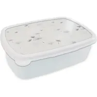 MuchoWow Broodtrommel Wit - Lunchbox - Brooddoos - Design - Paardenbloem - Bloemen - 18x12x6 cm - Volwassenen