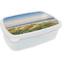 MuchoWow Broodtrommel Wit - Lunchbox - Brooddoos - Strand - Planten - Licht - 18x12x6 cm - Volwassenen