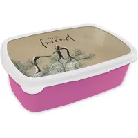 MuchoWow Broodtrommel Roze - Lunchbox - Brooddoos - Best friend - Quotes - Spreuken - Vriendschap - Beste vrienden - 18x12x6 cm - Kinderen - Meisje