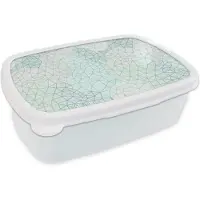 MuchoWow Broodtrommel Wit - Lunchbox - Brooddoos - Geometrie - Patroon - Groen - 18x12x6 cm - Volwassenen