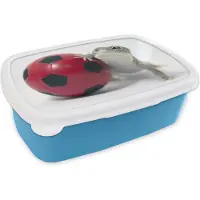 MuchoWow Broodtrommel Blauw - Lunchbox - Brooddoos - Gekko met een bal - 18x12x6 cm - Kinderen - Jongen