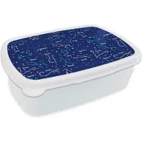 MuchoWow Broodtrommel Wit - Lunchbox - Brooddoos - Zodiac - Sterrenhemel - Nacht - Patronen - Jongens - 18x12x6 cm - Volwassenen