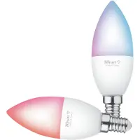 Trust E14 DUO-PAK LED RGBCW KANDEL WI-FI Slimme WiFi LED-lamp, wit en gekleurd, E14 fitting, kan worden bediend vanaf je smartphone/tablet