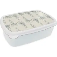 MuchoWow Broodtrommel Wit - Lunchbox - Brooddoos - Cirkel - Patronen - Abstract - 18x12x6 cm - Volwassenen