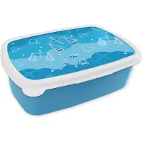 MuchoWow Broodtrommel Blauw - Lunchbox - Brooddoos - Weegschaal - Patroon - Zodiac - 18x12x6 cm - Kinderen - Jongen