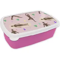 MuchoWow Broodtrommel Roze - Lunchbox - Brooddoos - Yoga - Zen - Patronen - 18x12x6 cm - Kinderen - Meisje