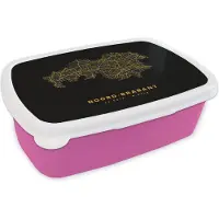 MuchoWow Broodtrommel Roze - Lunchbox - Brooddoos - Noord-Brabant - Kaart - Nederland - 18x12x6 cm - Kinderen - Meisje