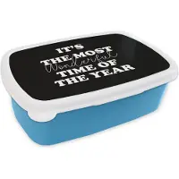 MuchoWow Broodtrommel Blauw - Lunchbox - Brooddoos - It's the most wonderful time of the year - Spreuken - Quotes - Kerst - 18x12x6 cm - Kinderen - Jongen