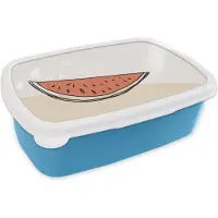 MuchoWow Broodtrommel Blauw - Lunchbox - Brooddoos - Zomer - Meloen - Rood - 18x12x6 cm - Kinderen - Jongen