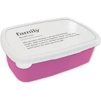 MuchoWow Broodtrommel Roze - Lunchbox - Brooddoos - Quotes - Familie - Woordenboek - Spreuken - Definitie - 18x12x6 cm - Kinderen - Meisje