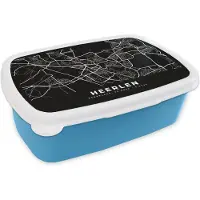 MuchoWow Broodtrommel Blauw - Lunchbox - Brooddoos - Kaart - Heerlen - Nederland - 18x12x6 cm - Kinderen - Jongen