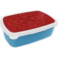 MuchoWow Broodtrommel Blauw - Lunchbox - Brooddoos - Kristal - Rood - Caleidoscoop - Design - Patronen - 18x12x6 cm - Kinderen - Jongen