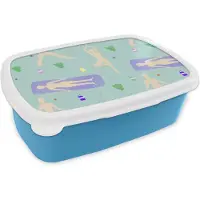 MuchoWow Broodtrommel Blauw - Lunchbox - Brooddoos - Yoga - Patronen - Zen - 18x12x6 cm - Kinderen - Jongen