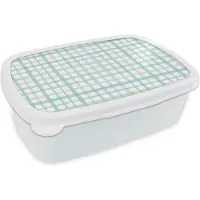 MuchoWow Broodtrommel Wit - Lunchbox - Brooddoos - Pastel - Patronen - Blauw - 18x12x6 cm - Volwassenen