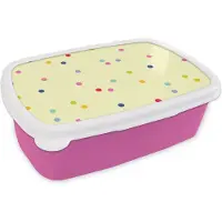 MuchoWow Broodtrommel Roze - Lunchbox - Brooddoos - Confetti - Patronen - Pastel - 18x12x6 cm - Kinderen - Meisje